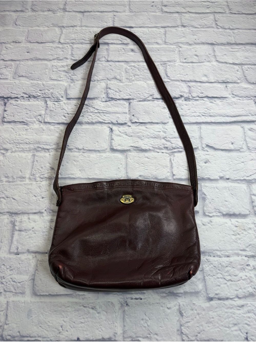 Vintage Etienne Aigner Dark Burgundy  Leather Shoulder Bag.